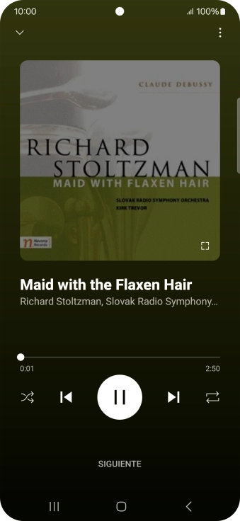 Pulsa la flecha hacia la derecha para ir al archivo de música siguiente.