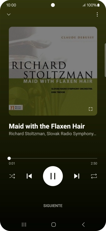 Pulsa la flecha hacia la derecha para ir al archivo de música siguiente.