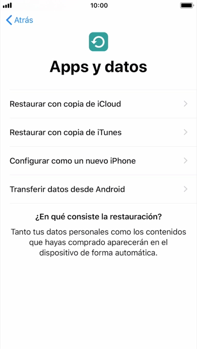 Pulsa Configurar como un nuevo iPhone y sigue las indicaciones de la pantalla para finalizar la activación del teléfono.