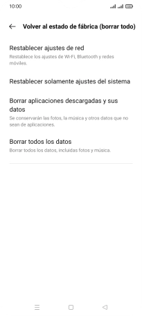 Pulsa Borrar todos los datos.
