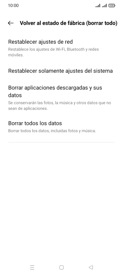 Pulsa Borrar todos los datos.
