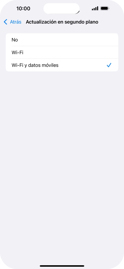 Para desactivar la actualización de apps en ejecución, pulsa No.