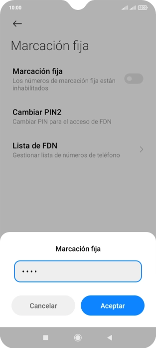 Introduce el código PIN2 y pulsa Aceptar.