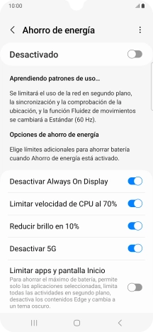 Pulsa el indicador junto a los ajustes deseados.