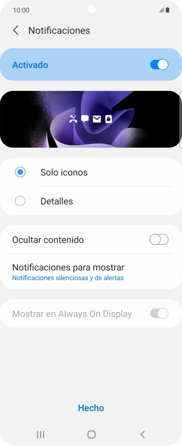 Pulsa los ajustes deseados para activarlos o desactivarlos.