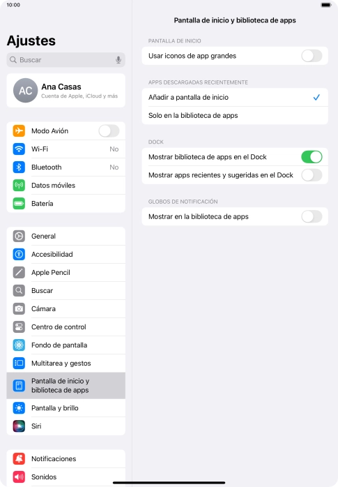 Para añadir nuevas apps descargadas a la pantalla de inicio y a la biblioteca de apps, pulsa Añadir a pantalla de inicio.