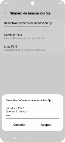 Introduce el código PIN2 y pulsa Aceptar.