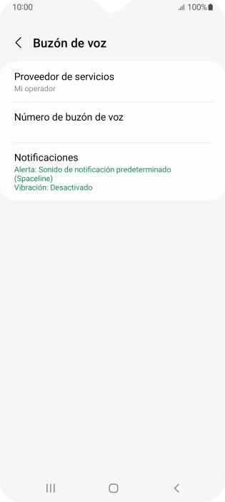 Pulsa Número de buzón de voz.