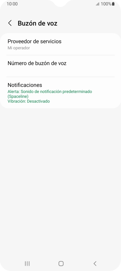 Pulsa Número de buzón de voz.