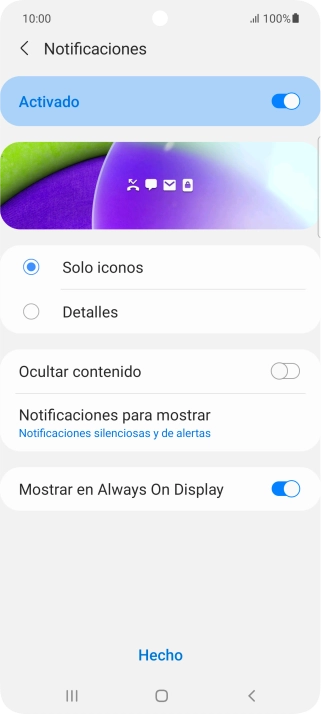 Pulsa los ajustes deseados para activarlos o desactivarlos.