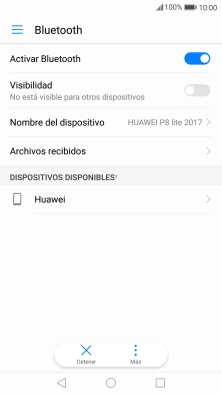 Pulsa el dispositivo Bluetooth deseado y sigue las indicaciones de la pantalla para vincular el dispositivo al teléfono.