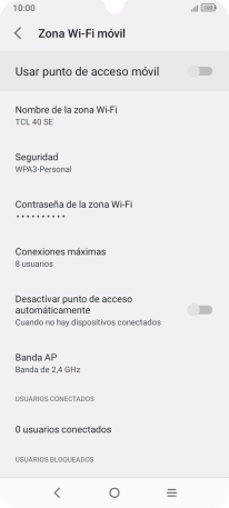 Pulsa Contraseña de la zona Wi-Fi.