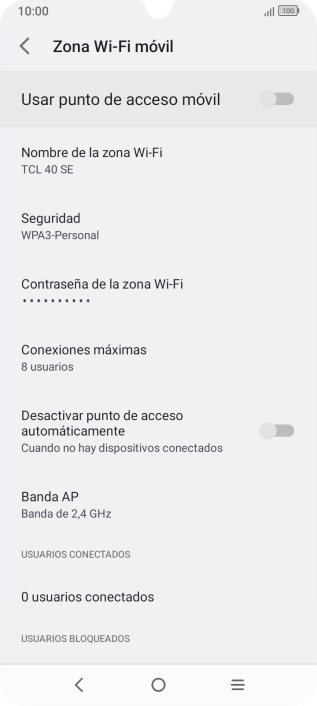 Pulsa Contraseña de la zona Wi-Fi.