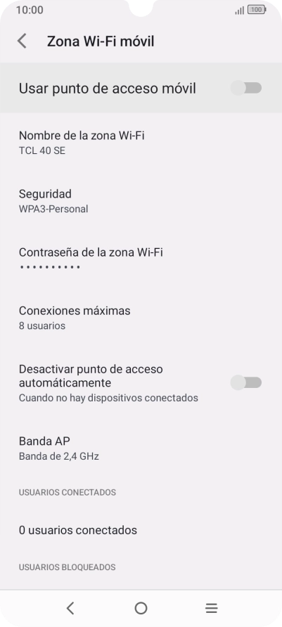 Pulsa Contraseña de la zona Wi-Fi.