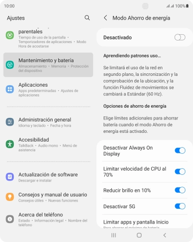 Pulsa el indicador junto a los ajustes deseados.