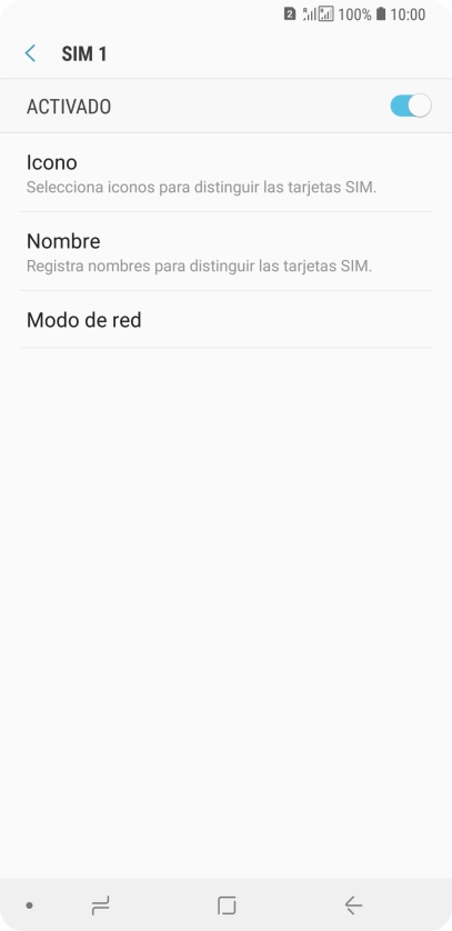 Pulsa el indicador para activar o desactivar la tarjeta SIM deseada.