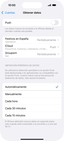 Si desactivas la función, pulsa el ajuste deseado.
