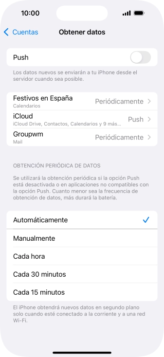 Si desactivas la función, pulsa el ajuste deseado.