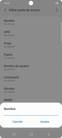 Introduce Vodafone Internet y pulsa Aceptar.