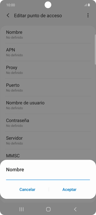 Introduce Vodafone Internet y pulsa Aceptar.