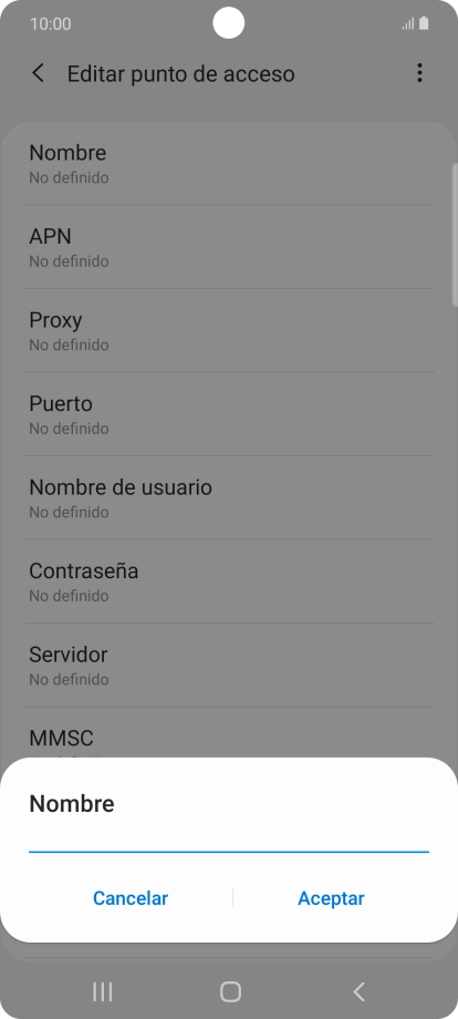 Introduce Vodafone Internet y pulsa Aceptar.