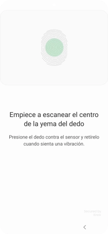 Sigue las indicaciones de la pantalla para crear una huella digital como código de seguridad.