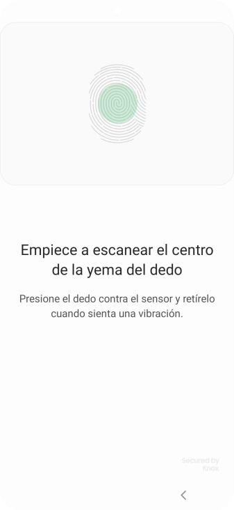 Sigue las indicaciones de la pantalla para crear una huella digital como código de seguridad.