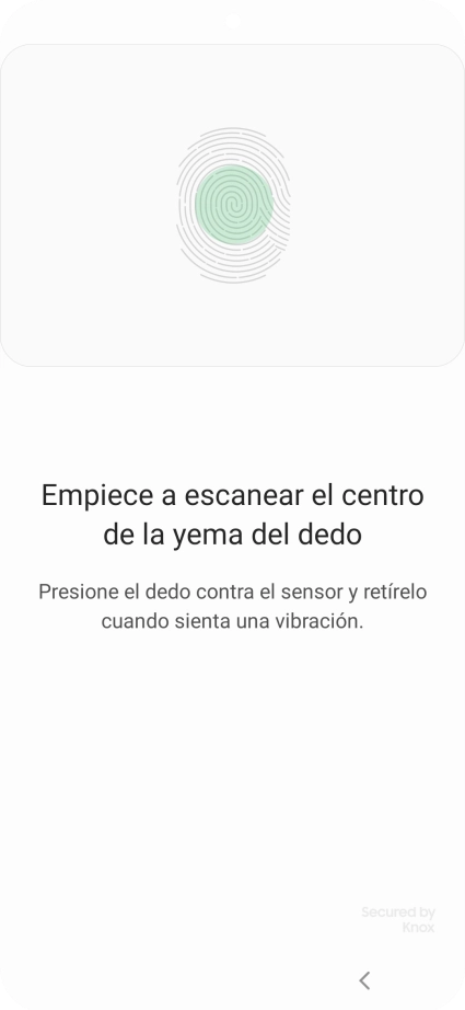 Sigue las indicaciones de la pantalla para crear una huella digital como código de seguridad.