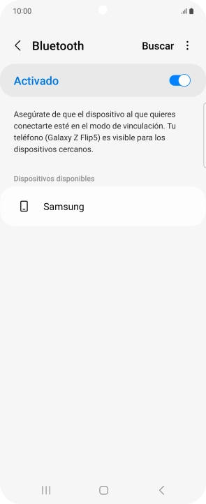 Pulsa el dispositivo Bluetooth deseado y sigue las indicaciones de la pantalla para vincular el dispositivo al teléfono.