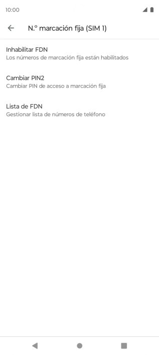 Pulsa Inhabilitar FDN para desactivar la marcación fija.