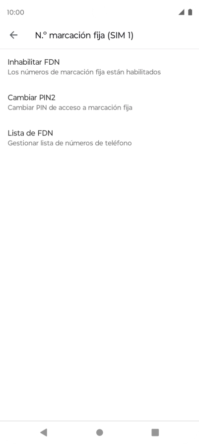 Pulsa Inhabilitar FDN para desactivar la marcación fija.