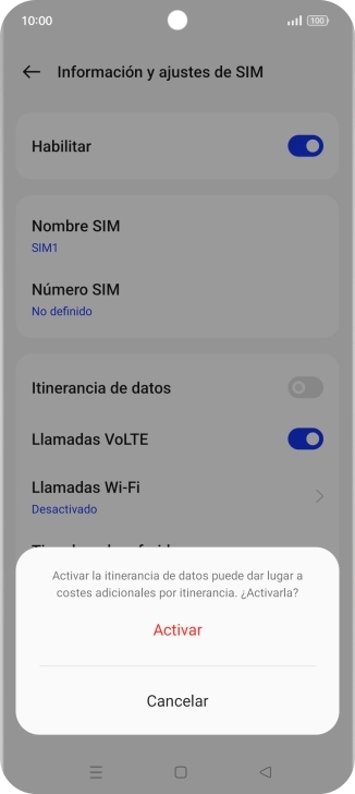Si activas la función, pulsa Activar.