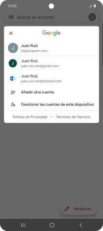 Pulsa la cuenta de correo electrónico deseada.