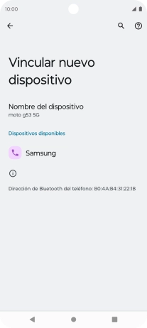 Pulsa el dispositivo Bluetooth deseado y sigue las indicaciones de la pantalla para vincular el dispositivo al teléfono.