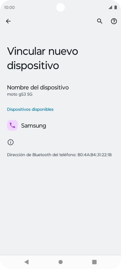 Pulsa el dispositivo Bluetooth deseado y sigue las indicaciones de la pantalla para vincular el dispositivo al teléfono.