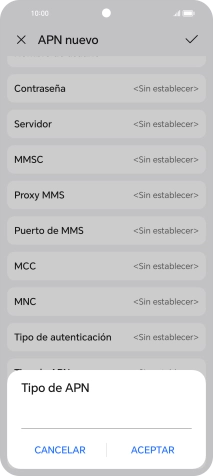 Introduce default y pulsa ACEPTAR.