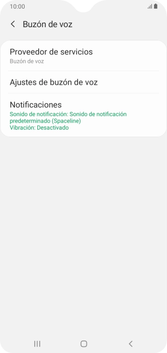 Pulsa Ajustes de buzón de voz.