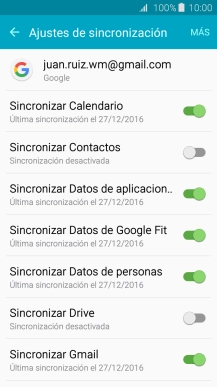 Pulsa Sincronizar Contactos para activar la función.