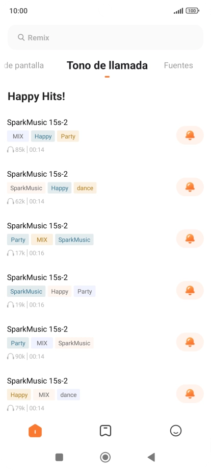 Pulsa los timbres de llamada deseados para escucharlos.
