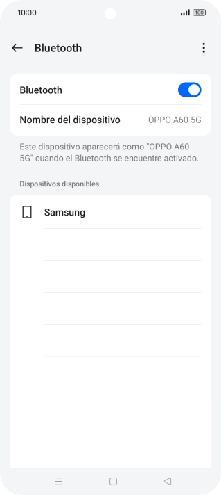 Pulsa el dispositivo Bluetooth deseado y sigue las indicaciones de la pantalla para vincular el dispositivo al teléfono.