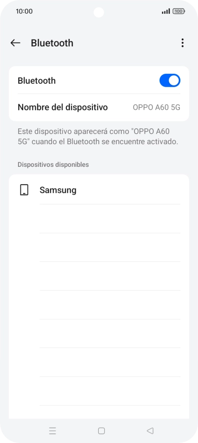 Pulsa el dispositivo Bluetooth deseado y sigue las indicaciones de la pantalla para vincular el dispositivo al teléfono.