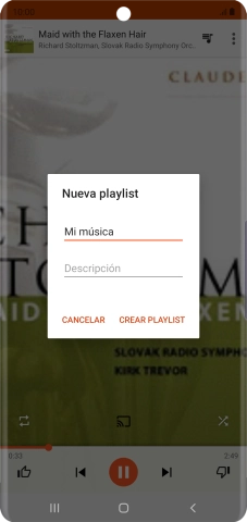 Introduce el nombre deseado de la lista de reproducción y pulsa CREAR PLAYLIST.
