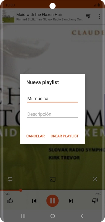 Introduce el nombre deseado de la lista de reproducción y pulsa CREAR PLAYLIST.
