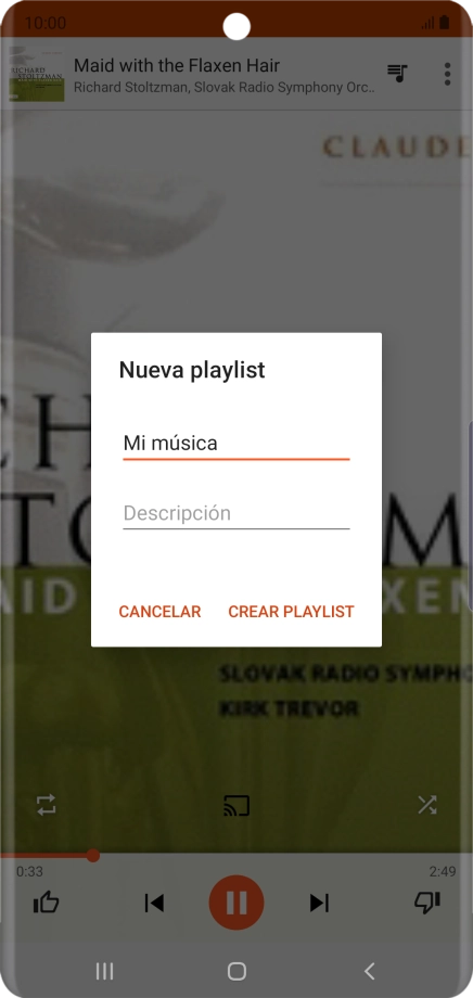 Introduce el nombre deseado de la lista de reproducción y pulsa CREAR PLAYLIST.