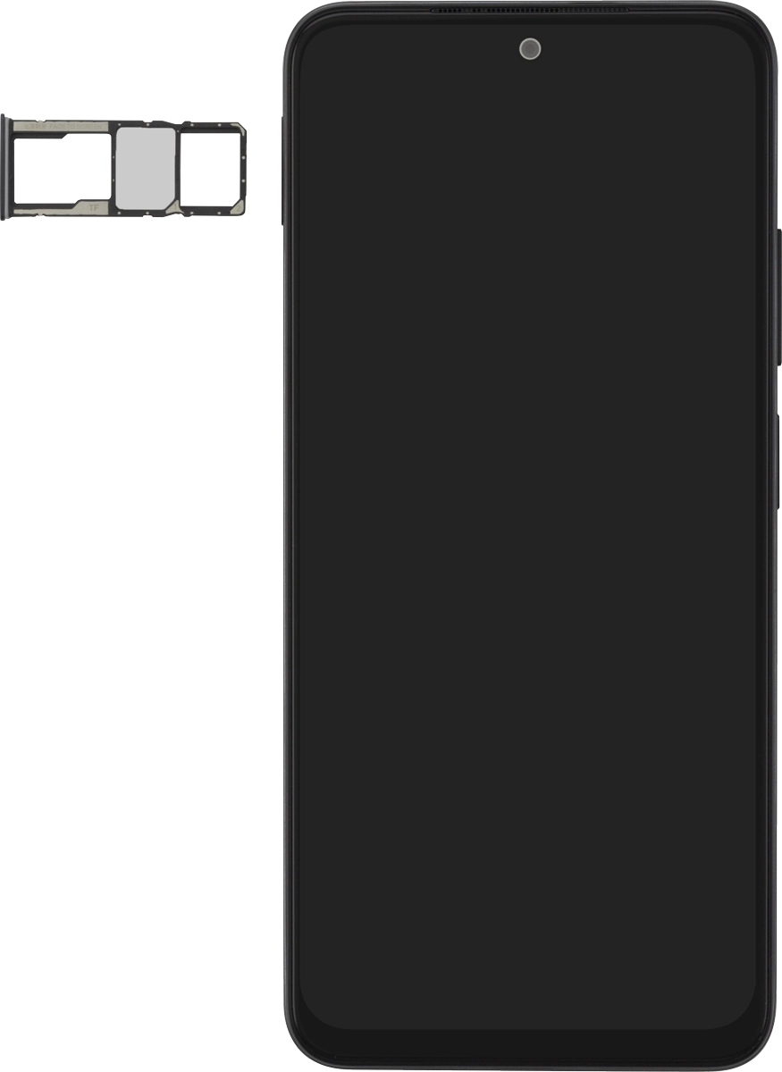 Gira la tarjeta SIM de modo que la esquina biselada de la tarjeta coincida con la esquina biselada del segundo contenedor. A continuación insértala en el contenedor.