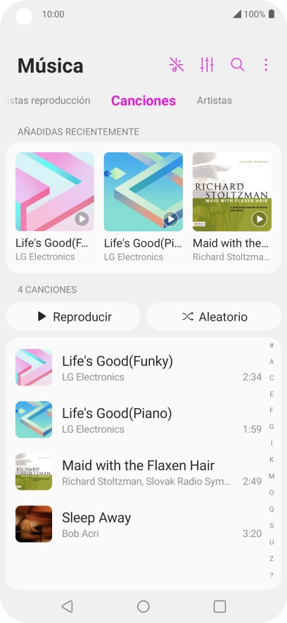 Pulsa el archivo de música deseado.
