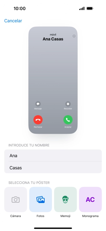 Pulsa una categoría y sigue las indicaciones de la pantalla para seleccionar y configurar la imagen o fotografía deseada para tu póster de contacto.