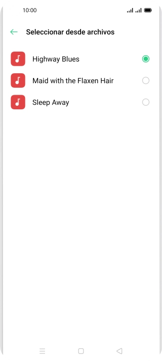 Al encontrar un timbre de llamada de tu gusto, pulsa la tecla de retroceso.