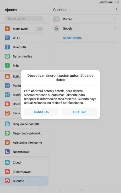 Pulsa ACEPTAR para activar o desactivar la función.