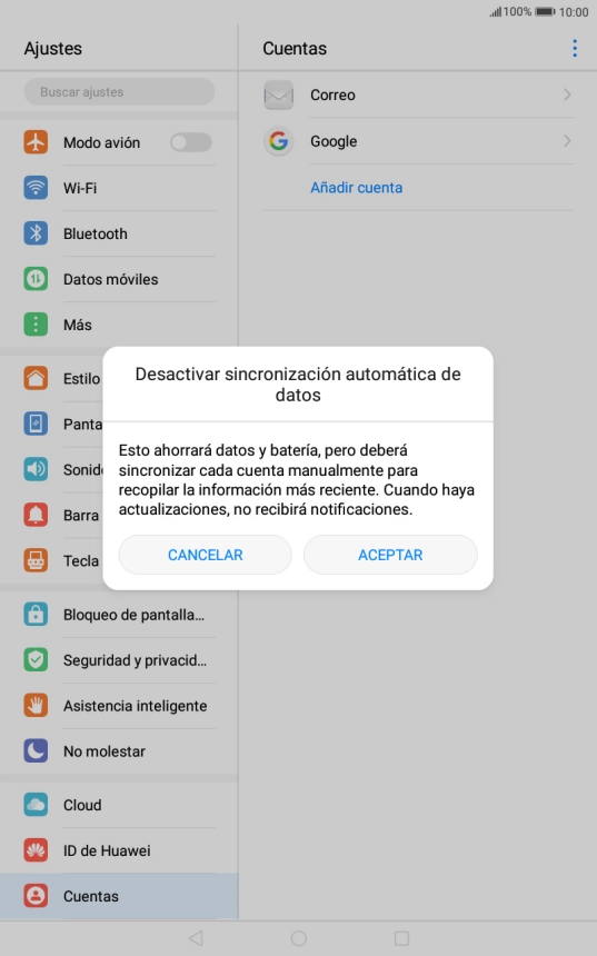 Pulsa ACEPTAR para activar o desactivar la función.